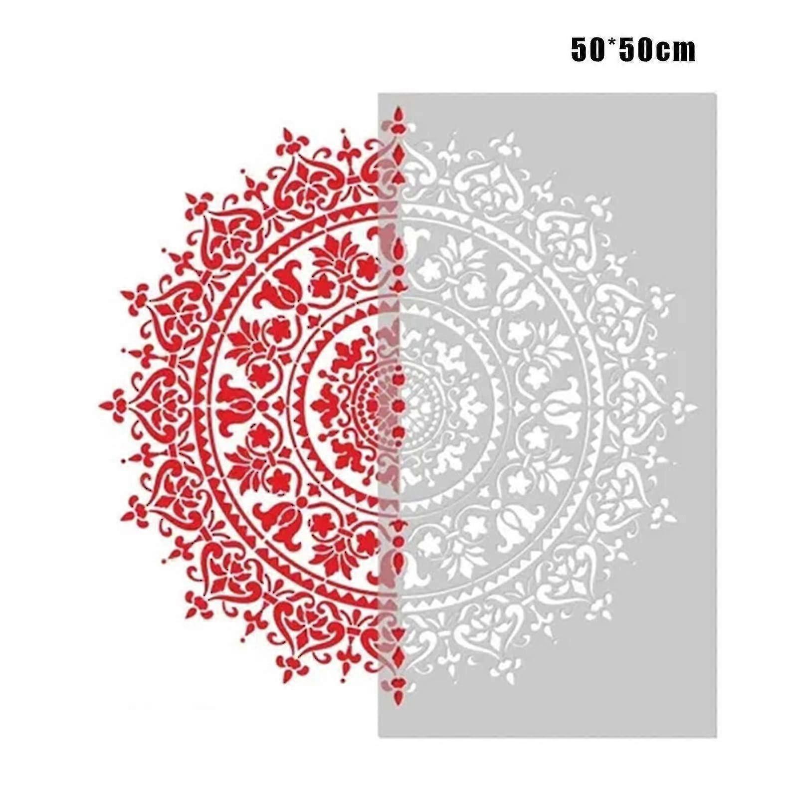 Mandala Stencils, Reusable Stencils Painting  Tool For Floor Wall Tile Fabric Furniture Painting Accessory50*50cm)