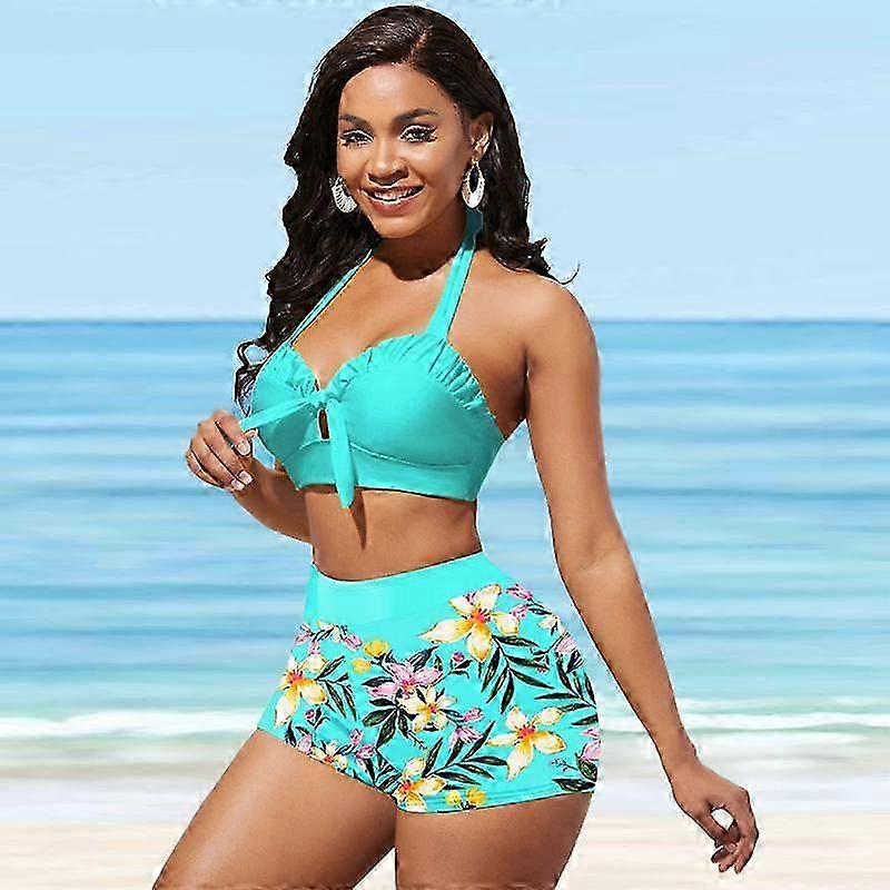 For Women Floral Print Bikini Top and Bottom Set with Adjustable Straps