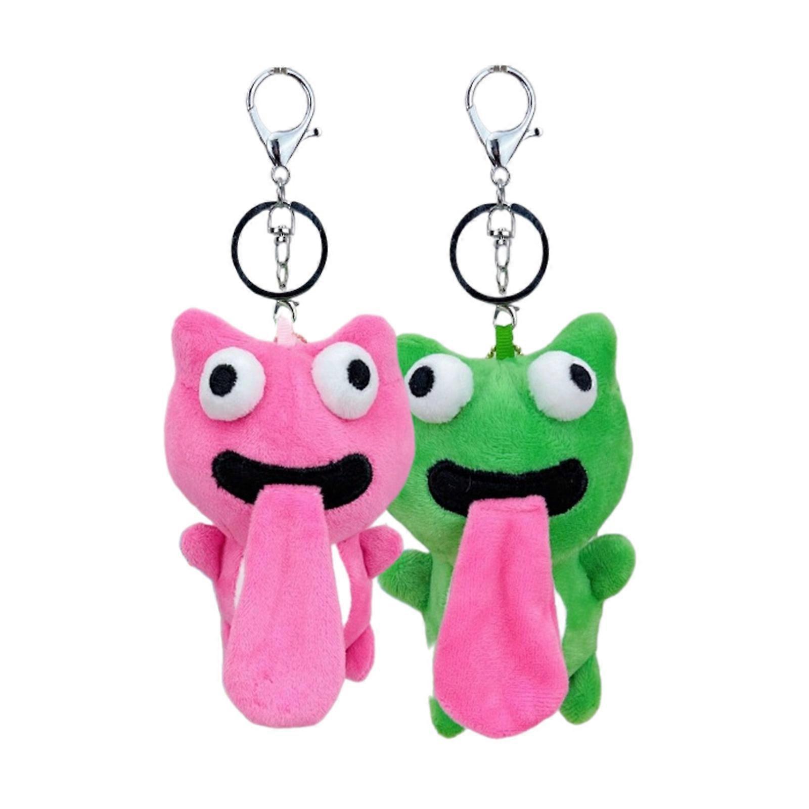 Tongue-Spitting Frog Keychain Pendant for Keys Bags Cute Plush Doy Keyring Convenient for Carrying Lightweight Keyring Multicolor