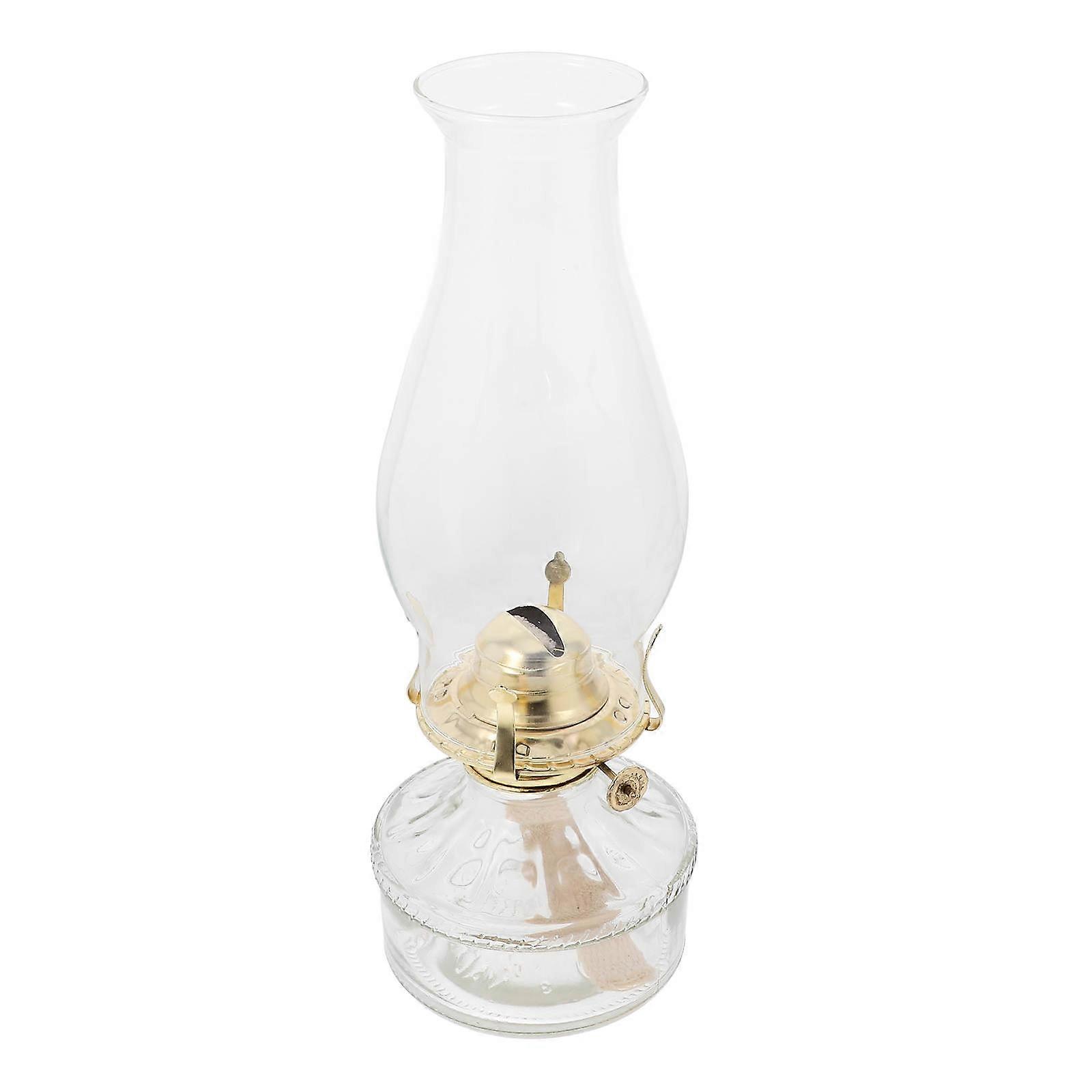Classic Vintage Kerosene Lamp for Indoor Use with Clear Glass Chimney