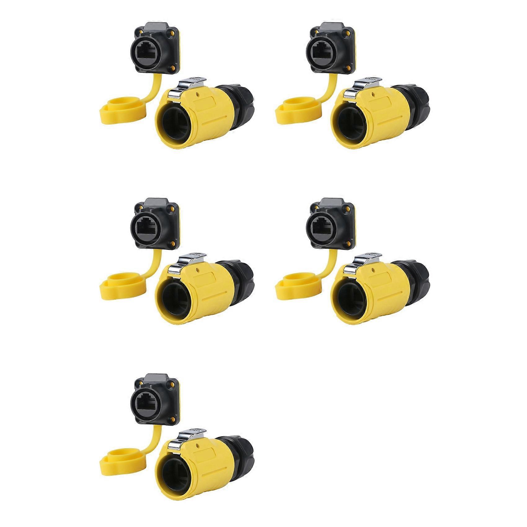 5X LP-20 RJ45 Waterproof Connector Set CAT6 IP68 Connector RJ45 Panel Mount Socket Plug Network Cable Adapter A
