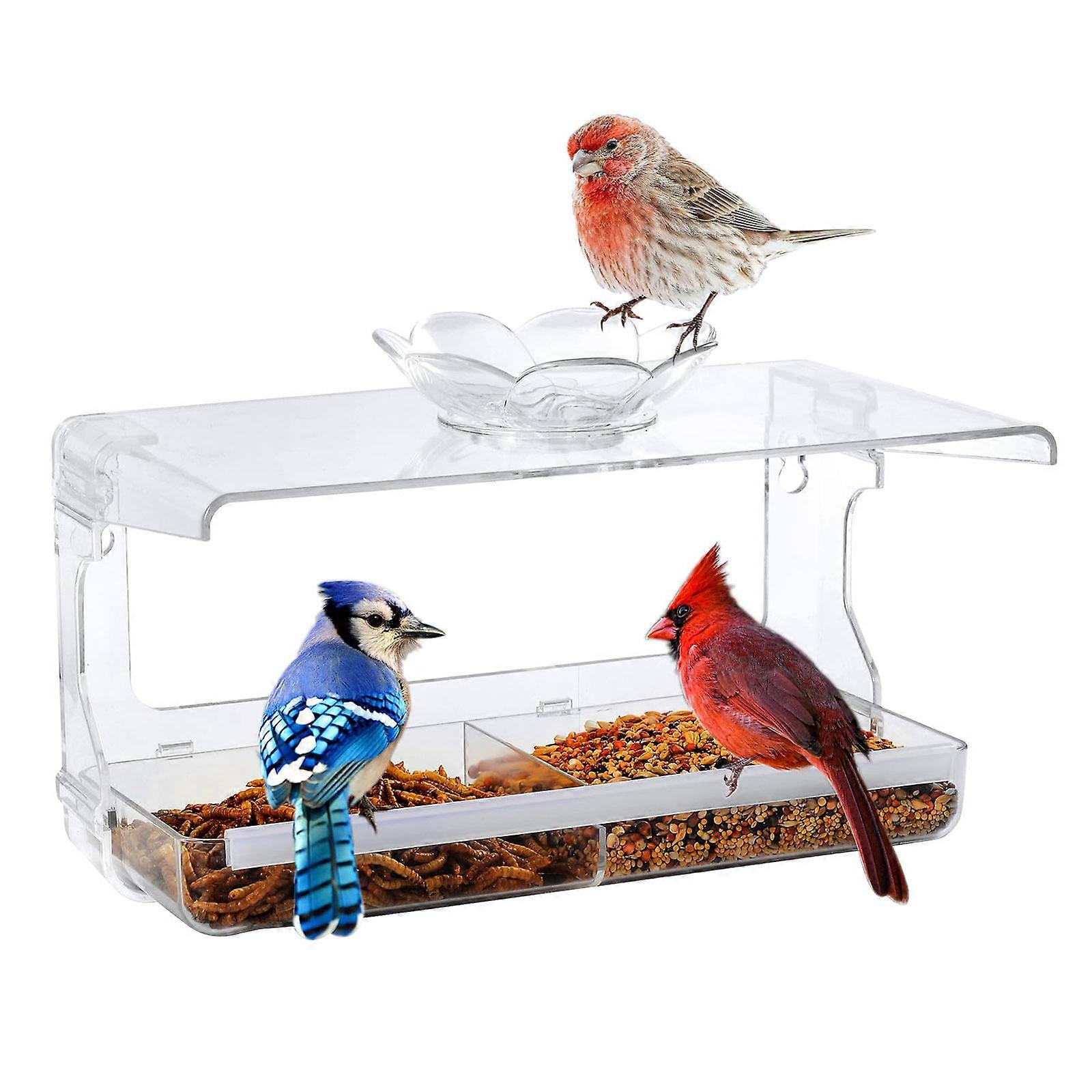 Convenient Window Bird Feeders for Wild Bird House Mounted Bird Feeding Window Bird Bath Feeders Bird Feeding Supplies Multicolor