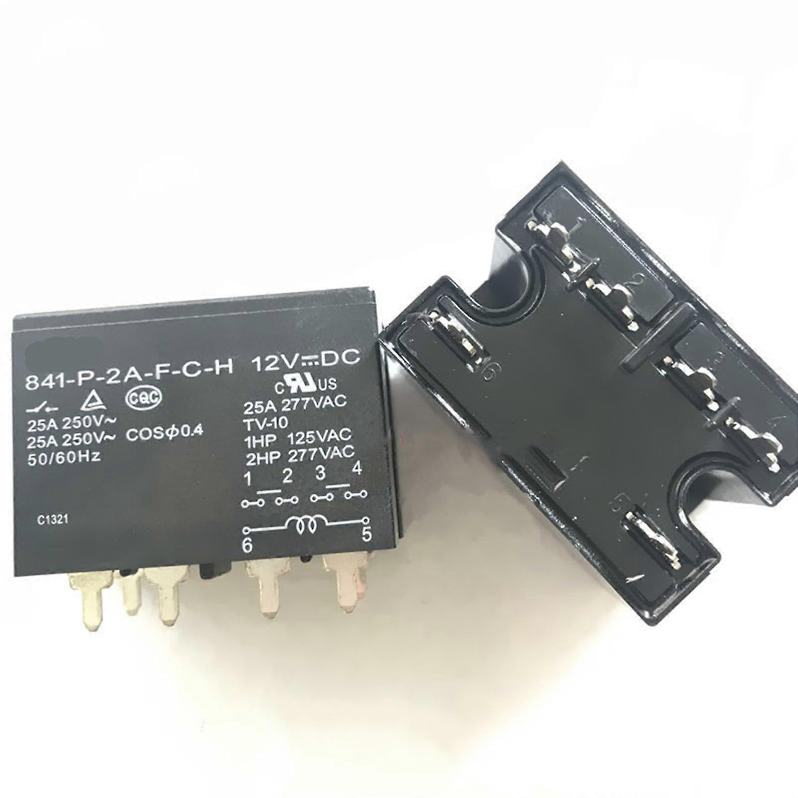 Relay 841-P-2A-C-H 24VDC 12VDC 25A 6-Pin Electromechanical Relay Model 841 P 2A C H for Industrial Applications
