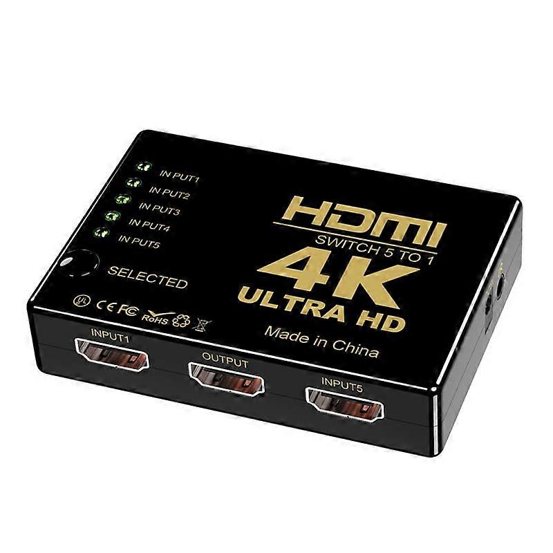 4K HDMI Switch 5 Port Ultra HD Video Splitter with Remote Control for Multiple Devices