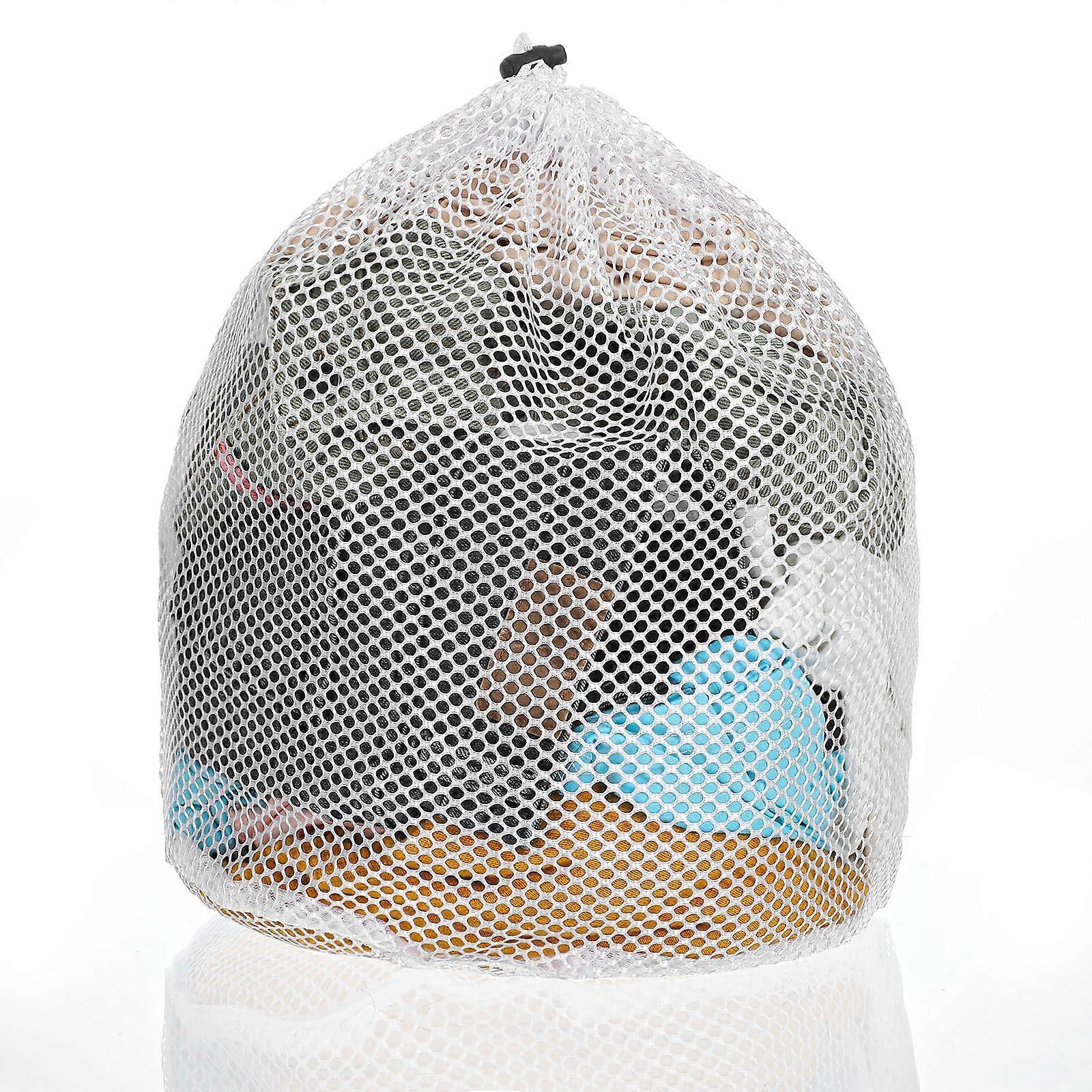 Laundry Mesh Bag with Drawstring Closure for Clothes Protection, Travel and Home Use, White