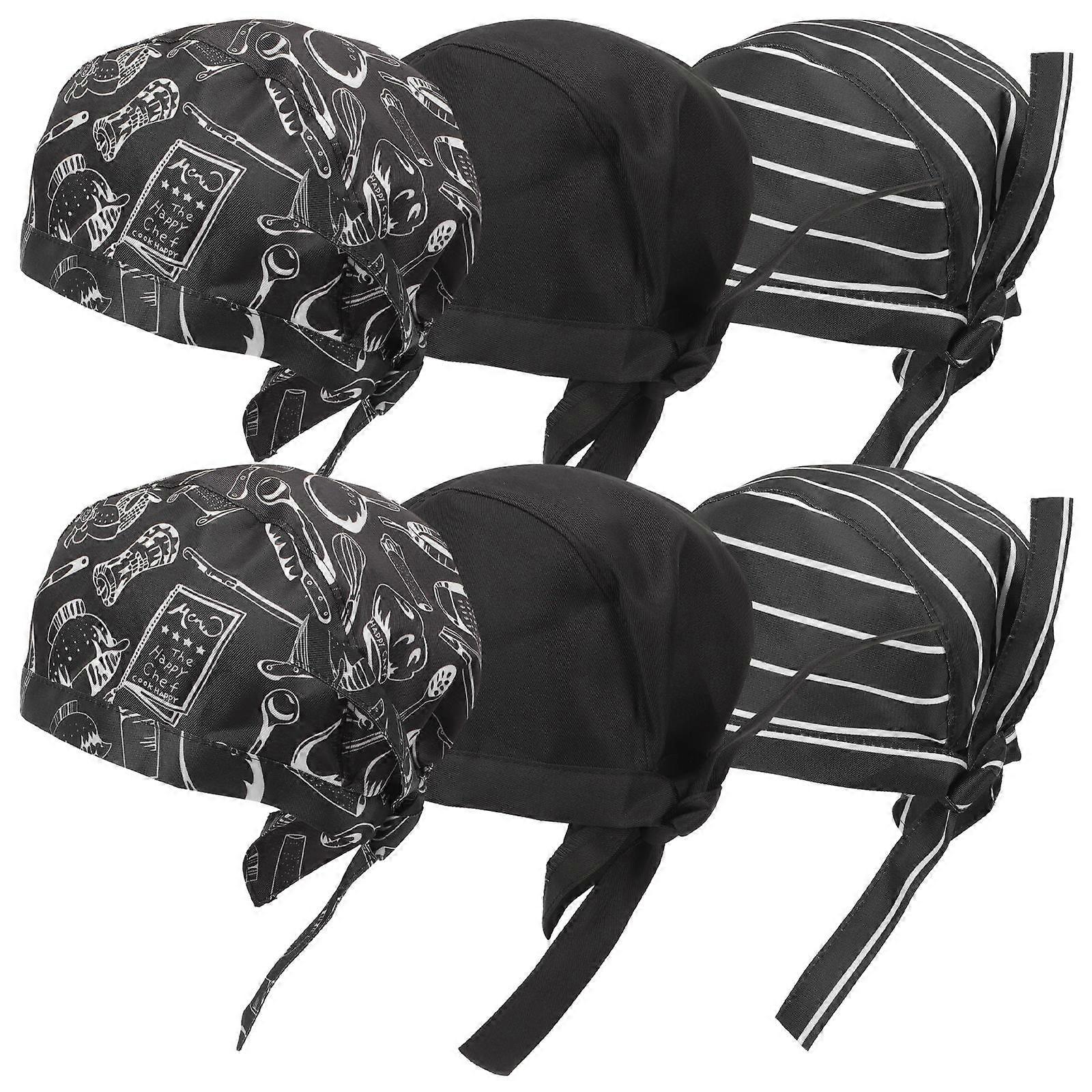 Cotton Chef Hat Adjustable for 6Pcs Unisex Kitchen Work Hat