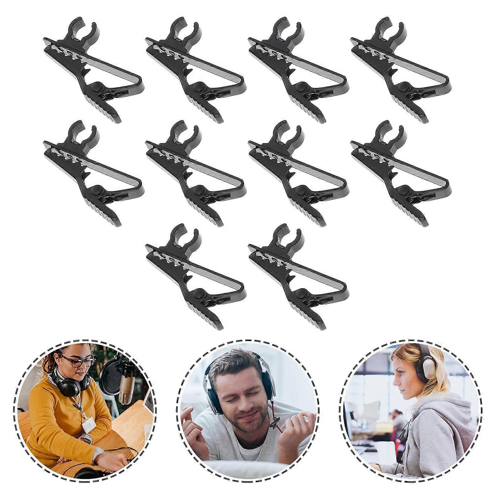 Black Iron Microphone Clips Lavalier Microphone Accessories for Home 10Pcs