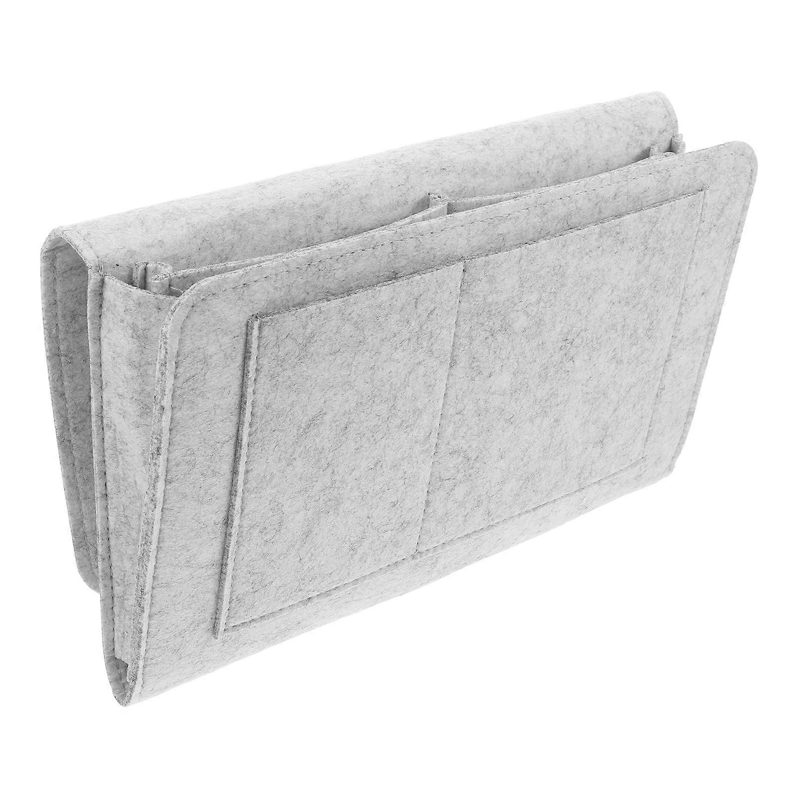 Portable Felt Bag Bedside Organizer for Electronics Storage 2Pcs Gray