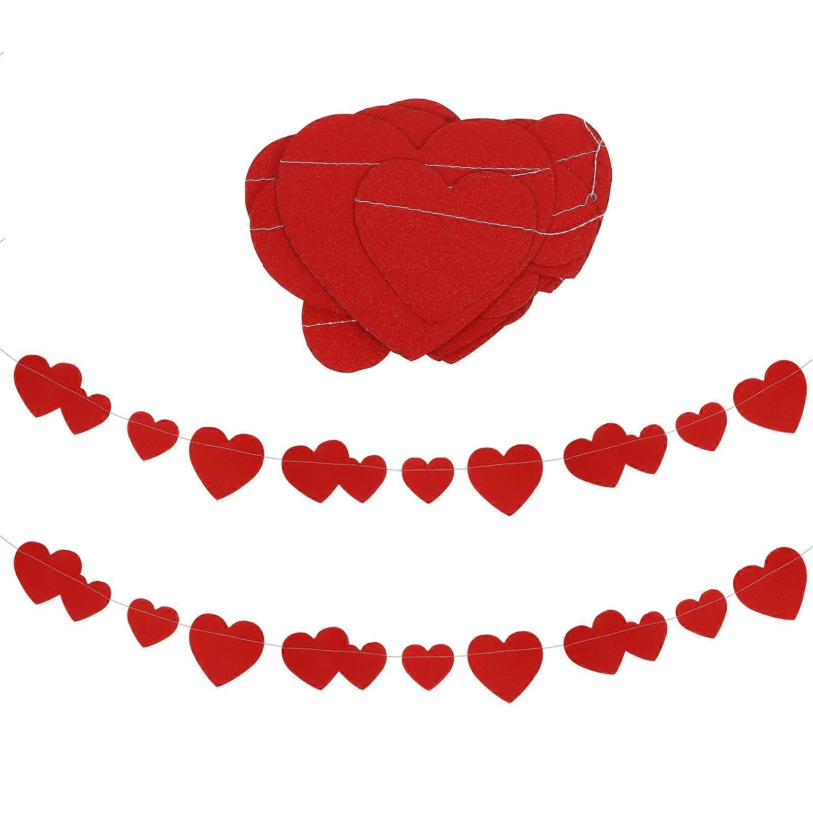 3Pcs Heart Shape Paper String Banner for Decor Red Paper Hanging Banner
