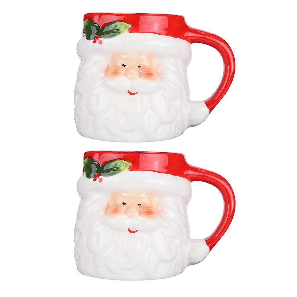 Ceramic Christmas Santa Mug for Drinking 2Pcs Creative Cups