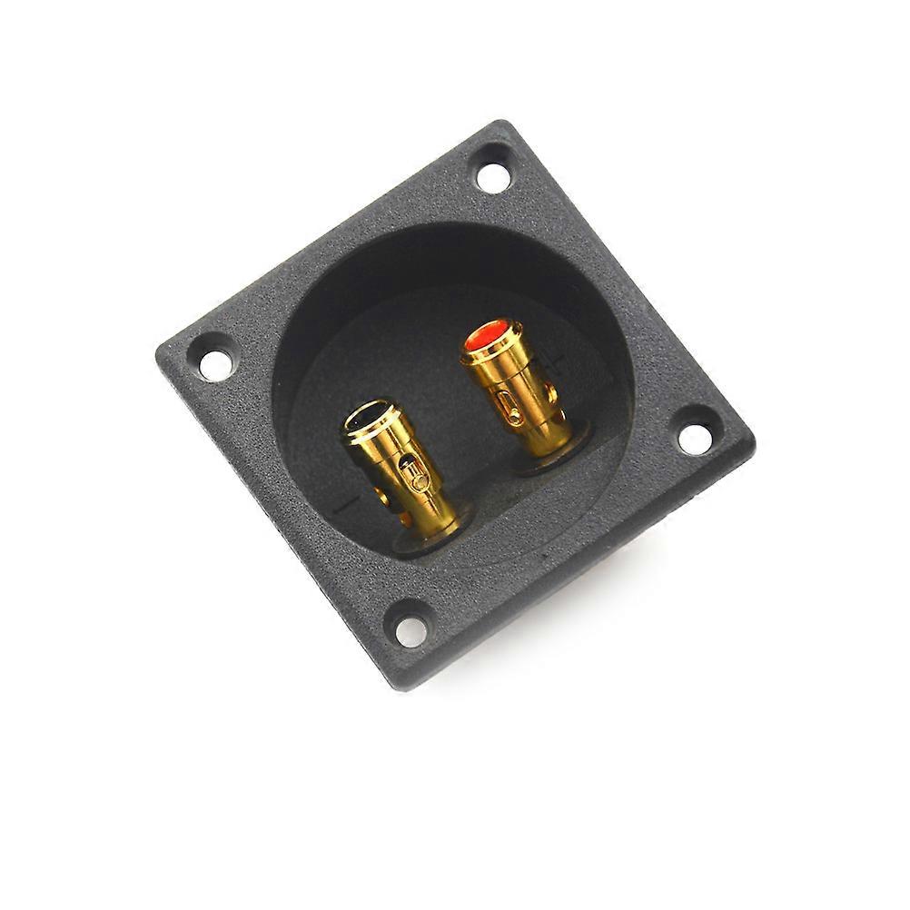 Square Shape Double Binding Post Type Speaker Box Gold Terminal Cup Black