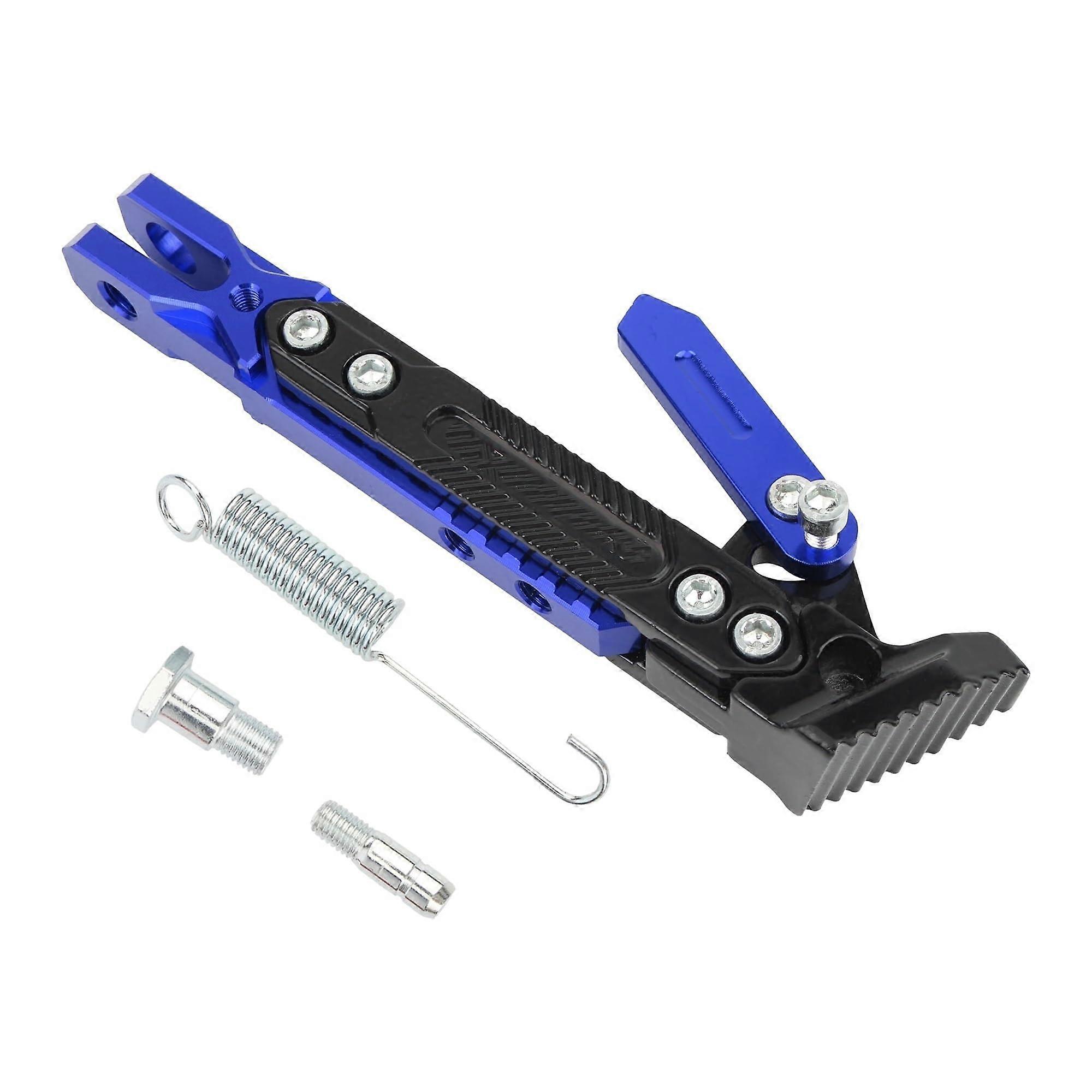 Universal Adjustable Motorcycle Kickstand Metal Side Stand for Scooters Mopeds Blue Parking Bracket