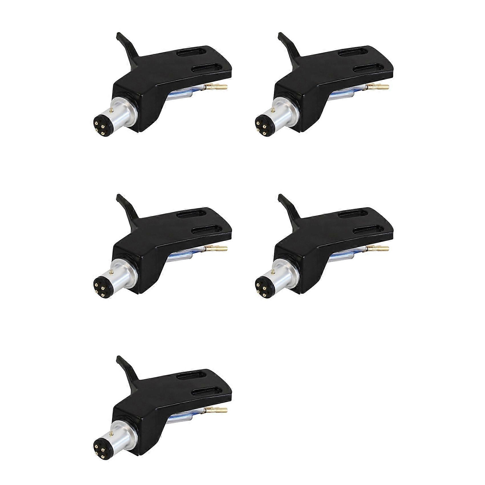 5X Turntable Headshell Aluminium Alloy Headshell Record Turntable Needle Replacement Phono Stylus Cartridges Rack Black