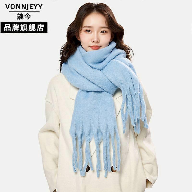 Solid color boucle yarn women's autumn and winter scarf