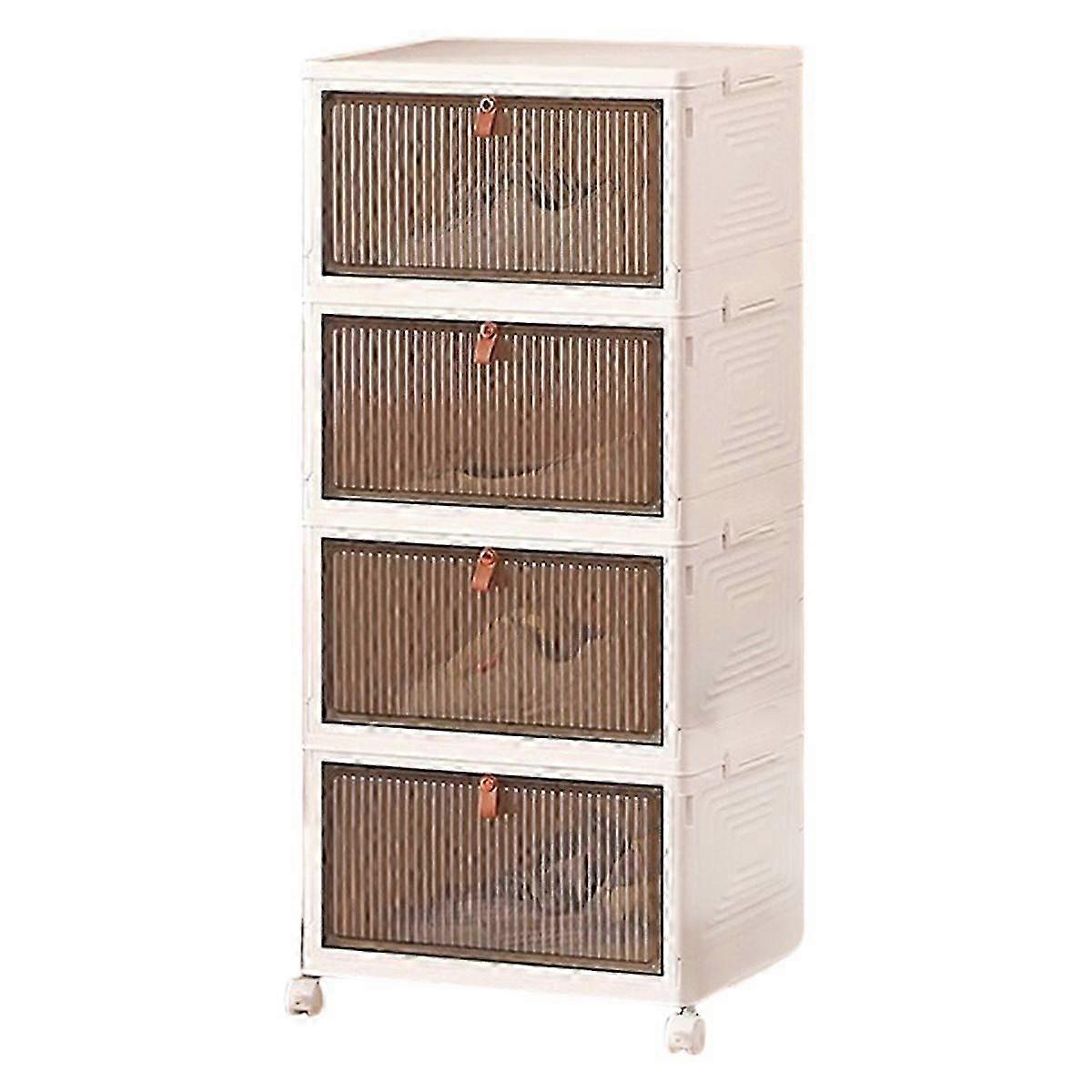 3/4 Tier Stackable Storage Boxes with Lids,Sturdy PP Matterial, Foldable Plastic Storage Unit for To