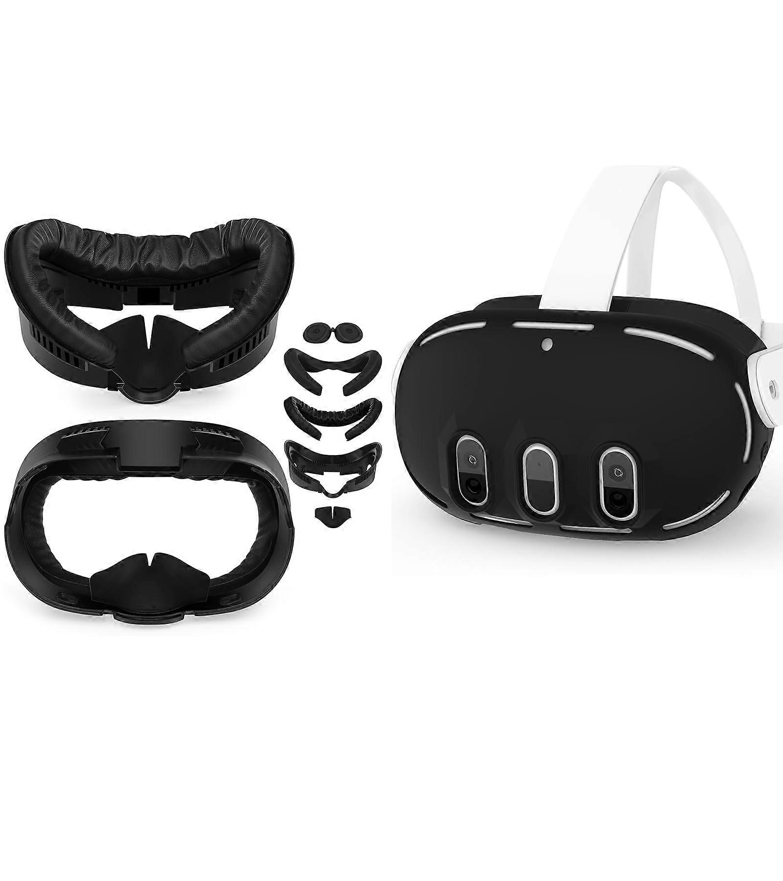 Facial Interface PU Leather Cushion and Silicone Shell Cover for Oculus Quest 3 VR Comfort