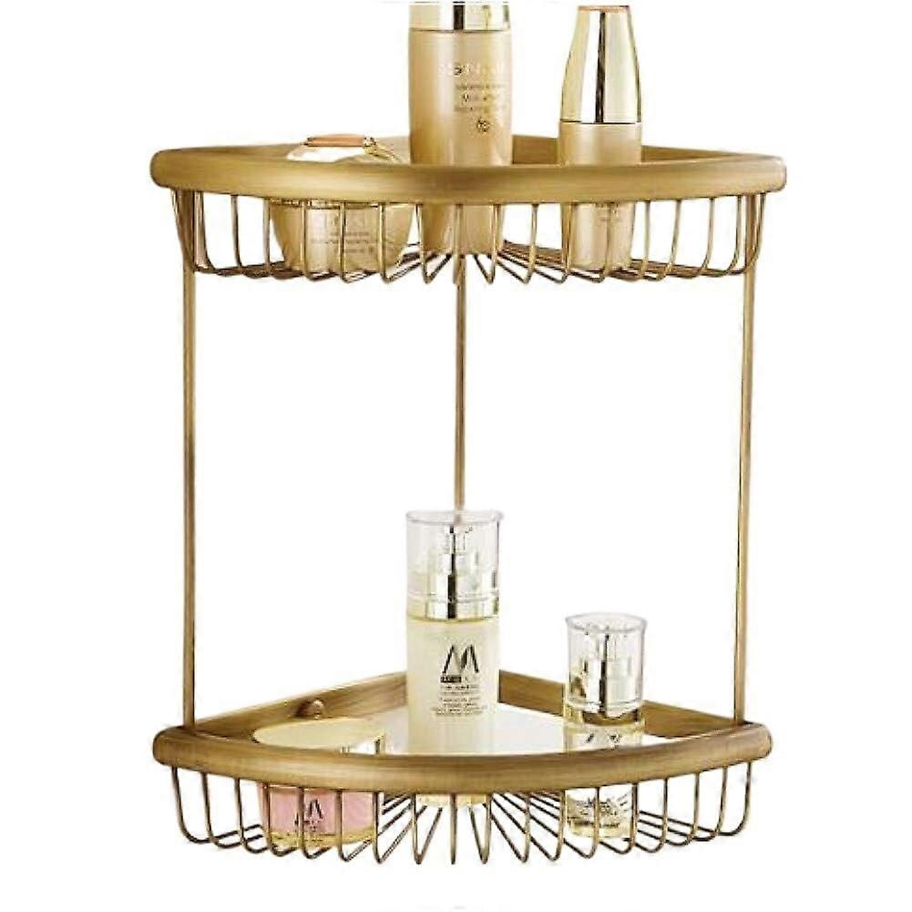 Rustproof Metal Bathroom Corner Shelf Wall Mounted Single Tier Shower Organizer with Fast Drainage