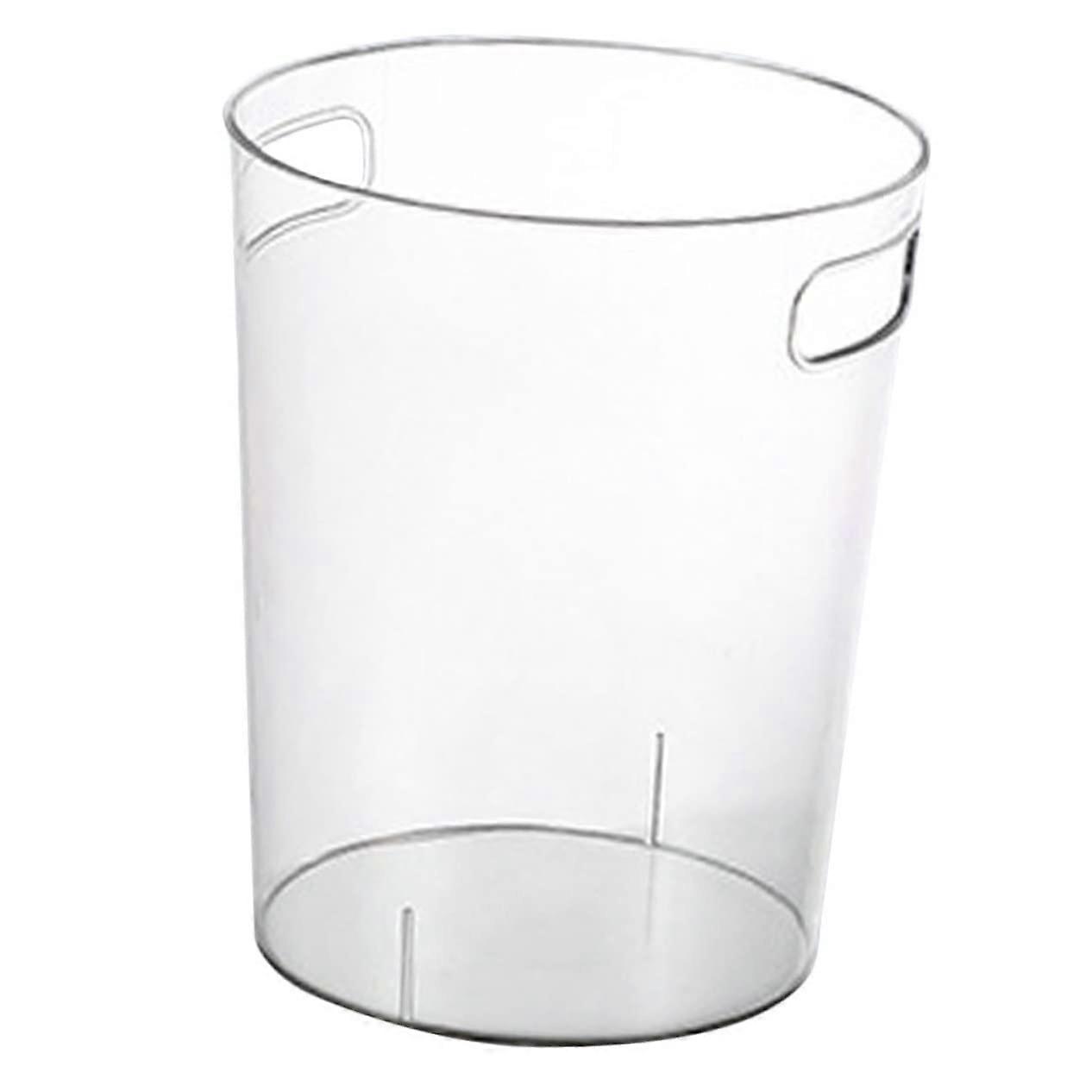 Small Transparent Trash Can with Handle, Clear Plastic Waste Bin for Kitchen, Office, 19x22cm