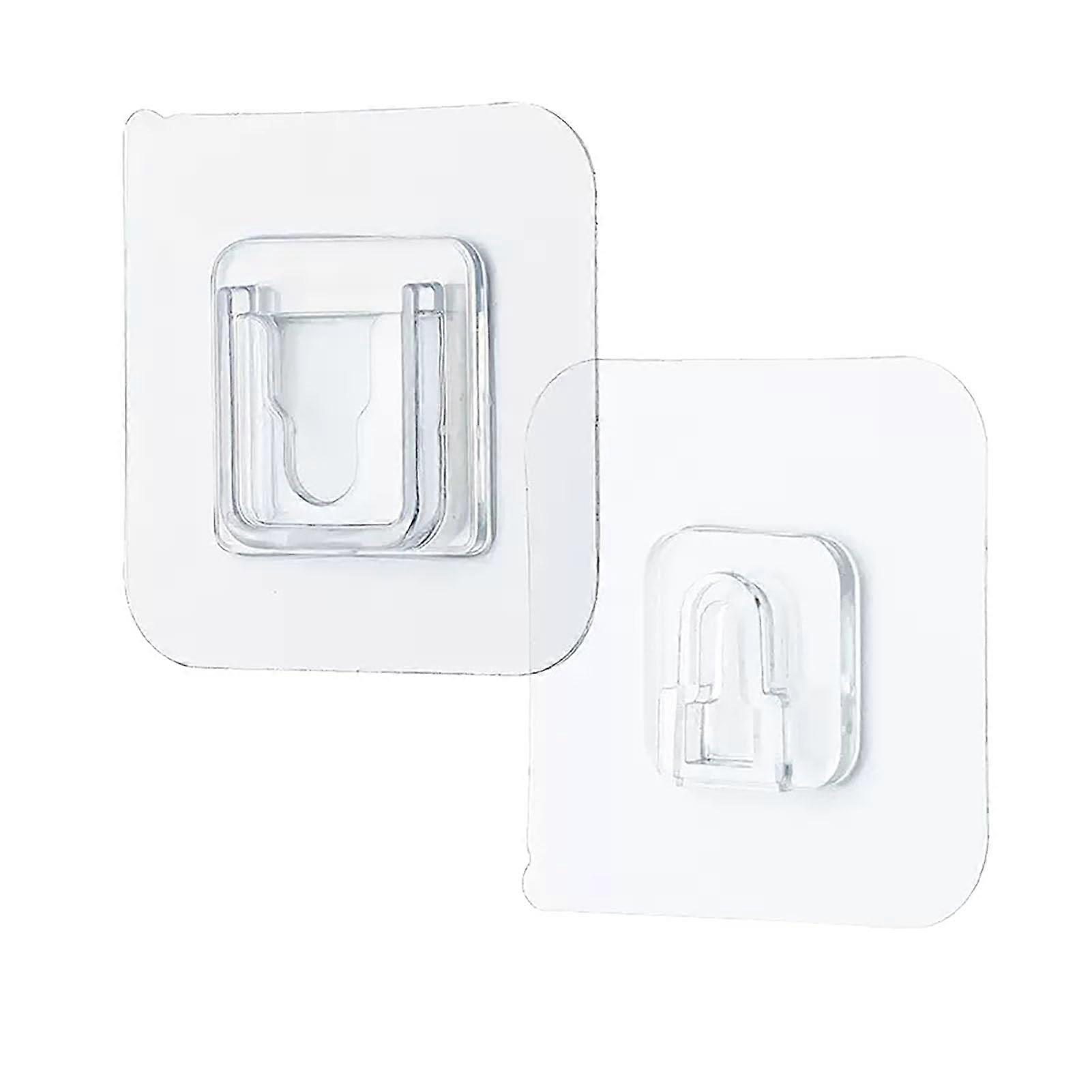 Adhesive Wall Hooks Clear Acrylic 2 Pack Waterproof No Drill  Load for Bathroom and Kitchen