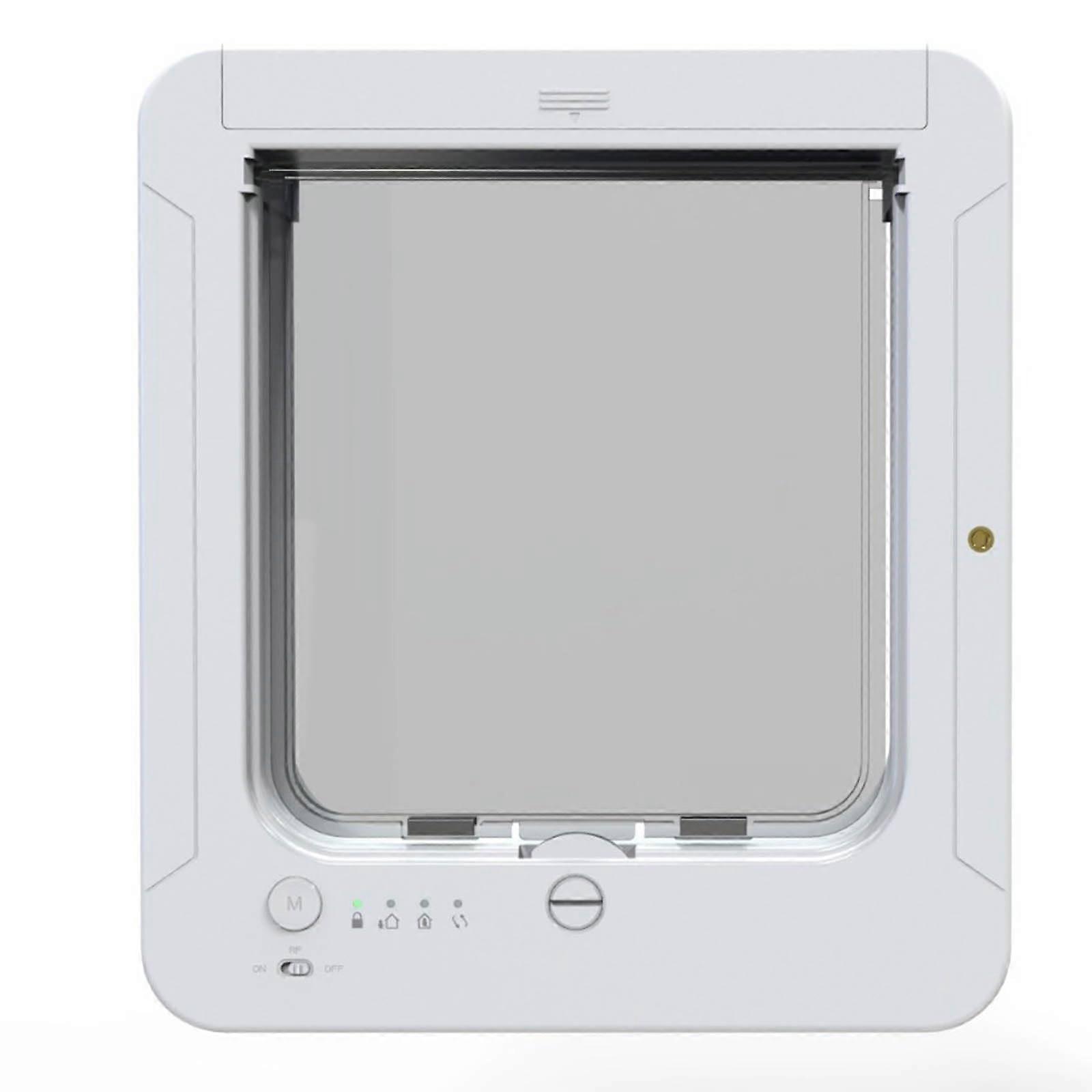 Automatic Pet Door for Cats with Motion Detection Access Control, Metal Frame, White Finish