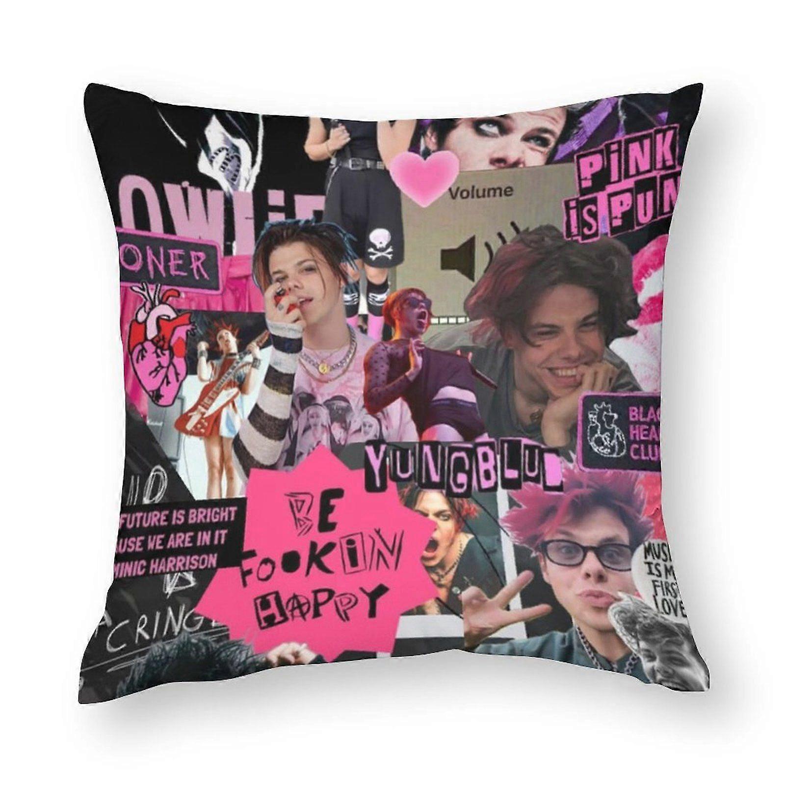 Yungblud Throw Pillow Covers Set of 2 Plush Cozy Solid Color Patterned for Sofa