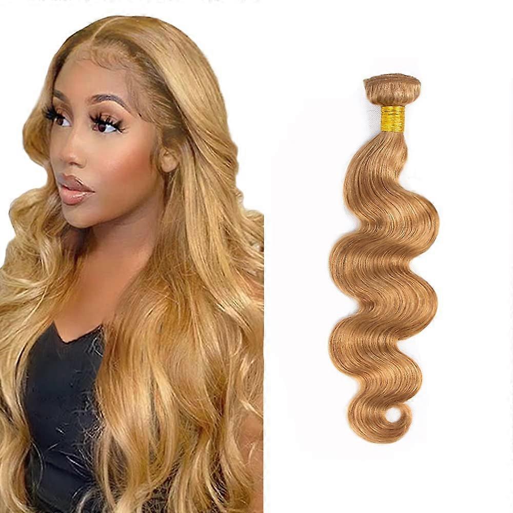 Cabelo humano virgem peruano ondulado, loiro mel, 71 cm (28 polegadas), com pontas grossas.