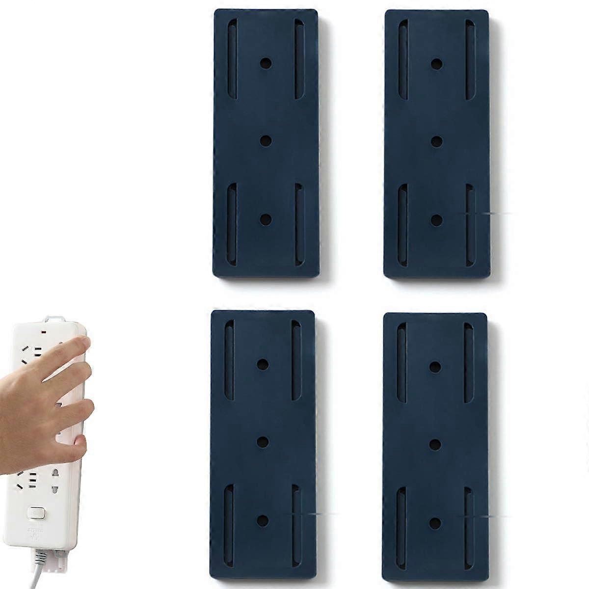 4Pcs Power Strip Holder Adhesive Socket Organizer Wall Mount, Tool SpaceSaving Design, Blue