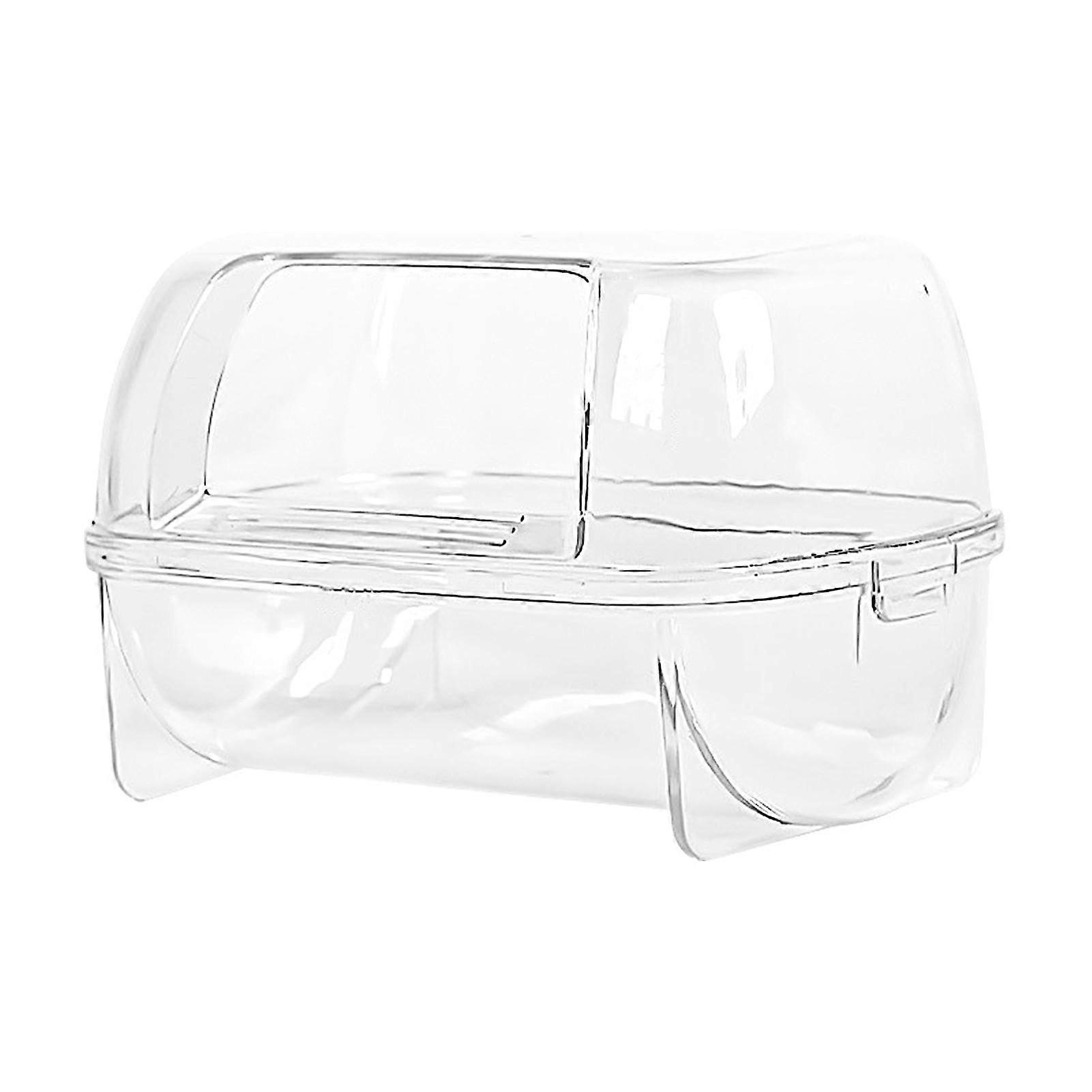Hamster Sand Bath Box with Clear Viewing Lid, Durable PC Small Animal Bath House