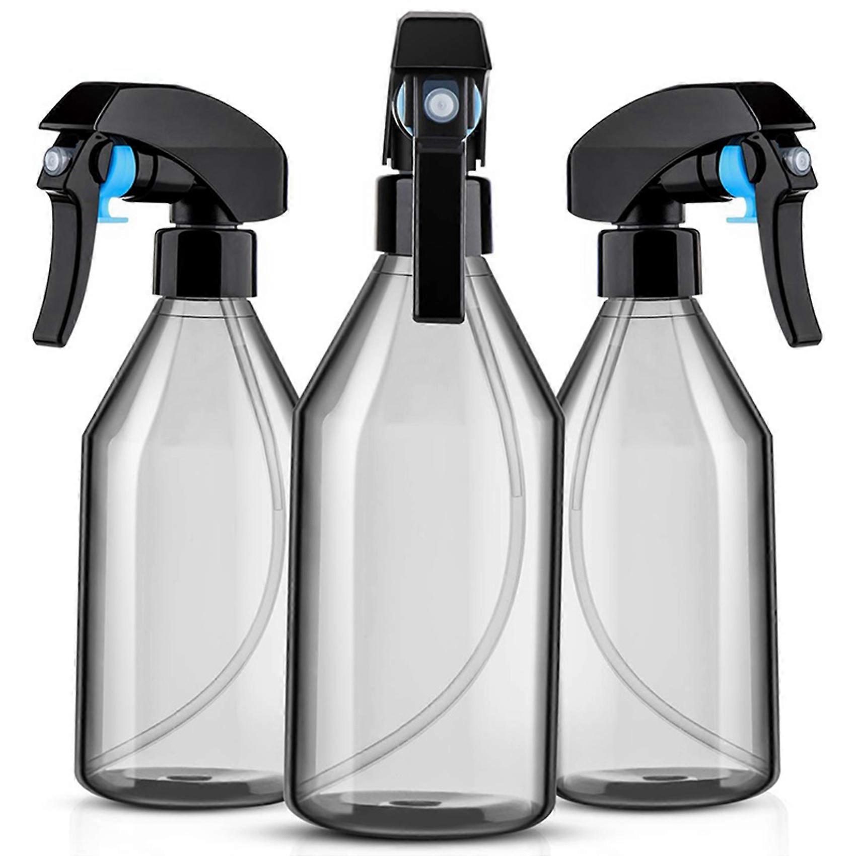 Plastic Bottles for Cleaning Solutions,10OZ Reusable Empty Container with Black Trigger Sprayer, 3Pack