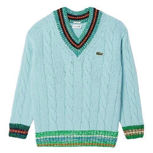 Lacoste Mens Cable Knit V Neck Sweatshirt