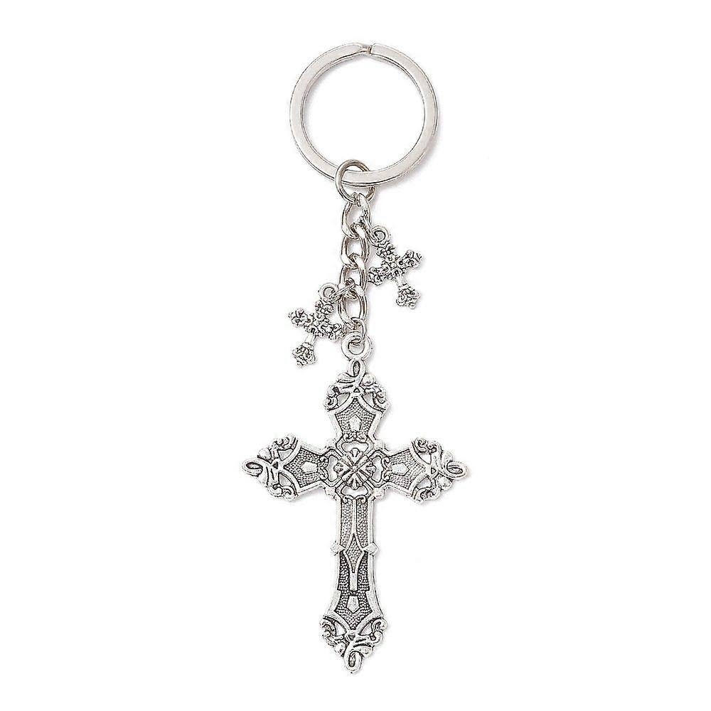 Alloy Keychains with Iron Split Key Rings Silver Platinum 106mm