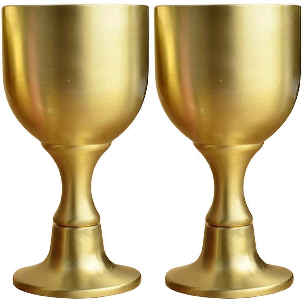 Multi-Function Copper Liquor Cup Wine Goblet 2Pcs Household Use