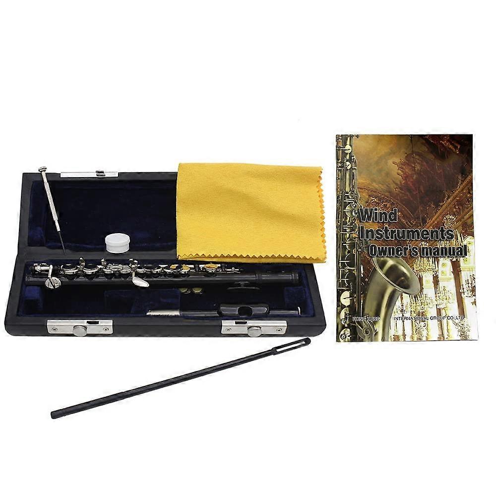 16 Key C Piccolo Flute for Beginners Student Band with Hard Case and Cleaning Kit