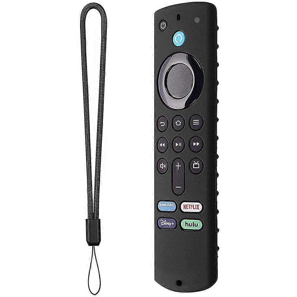 For 3Rd Generation Voice Remote Control Silicone Case Light Weight Non-Slip Shockproof with Strap-Black