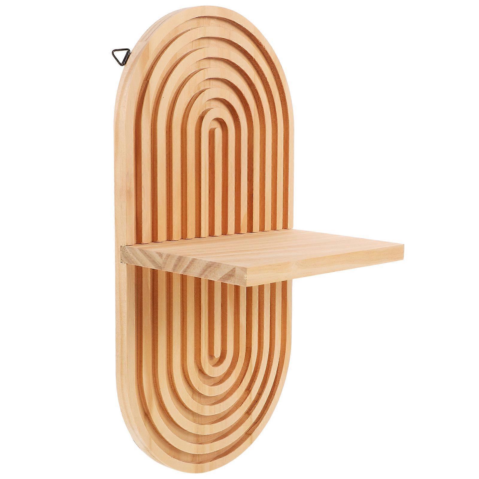 Boho Room Decor Oval Wooden Shelf for Wall Mounting with Single Layer