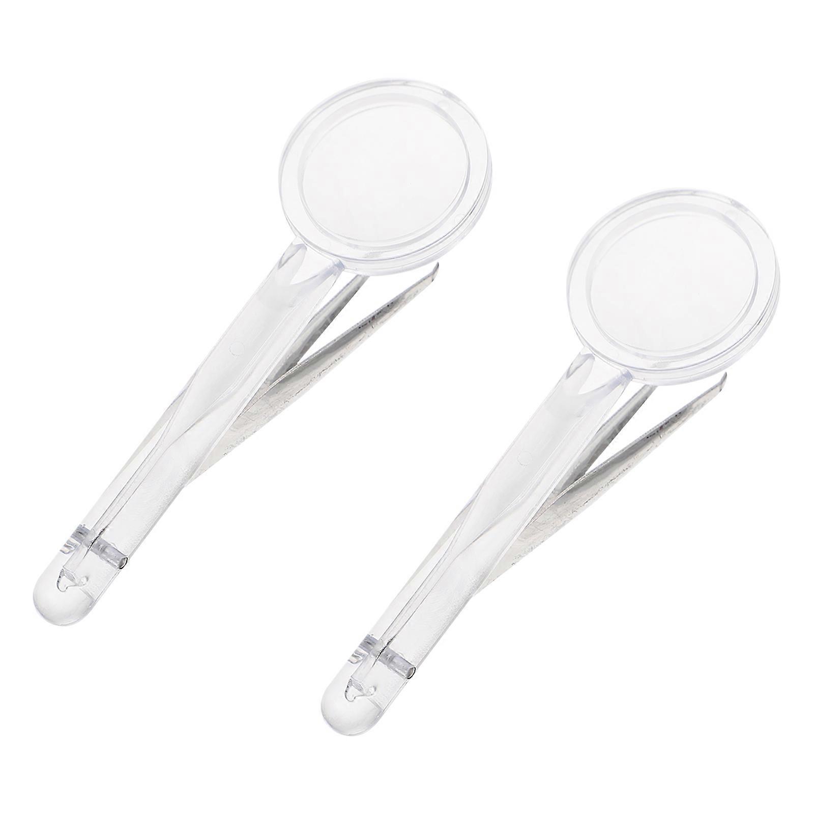 Multi-Function Tweezers Magnifying Glass for Repair Use 4Pcs Portable Set