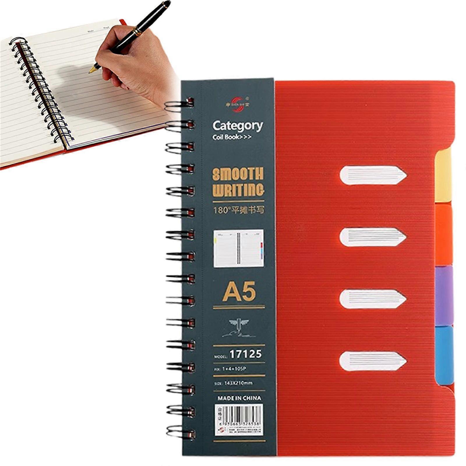 Large Notebook Notebooks for Work - 5-Tab Spiral Organizer for Note-Taking (Coffee)