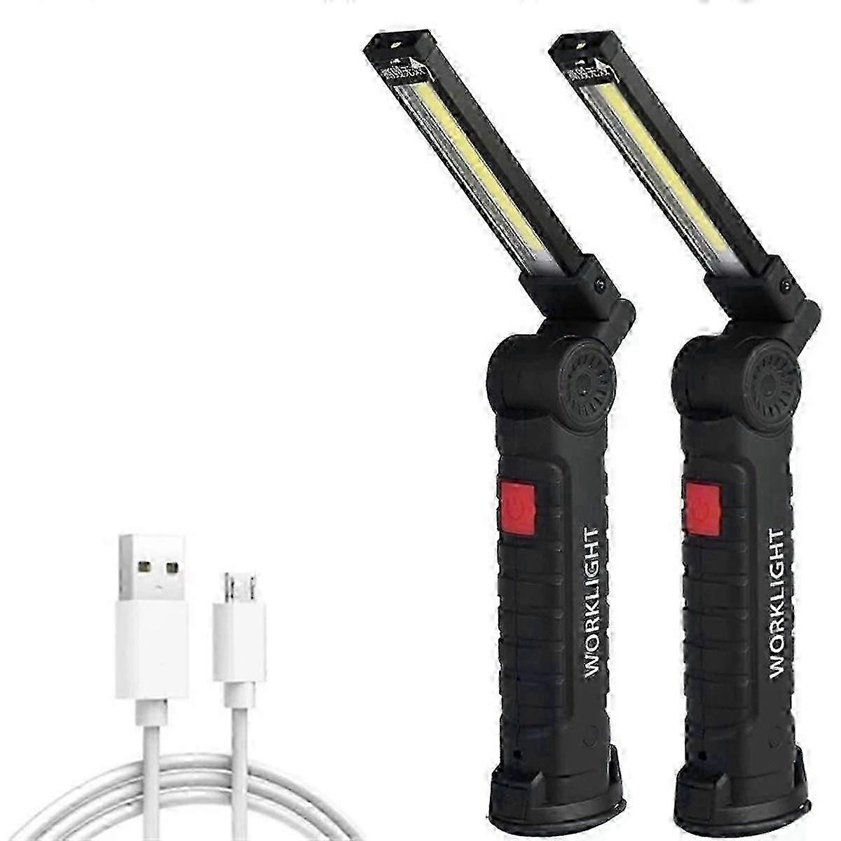 2Pack Rechargeable LED Work Lights with Magnetic Base, 360 Rotation,Versatile Lighting for Repairs