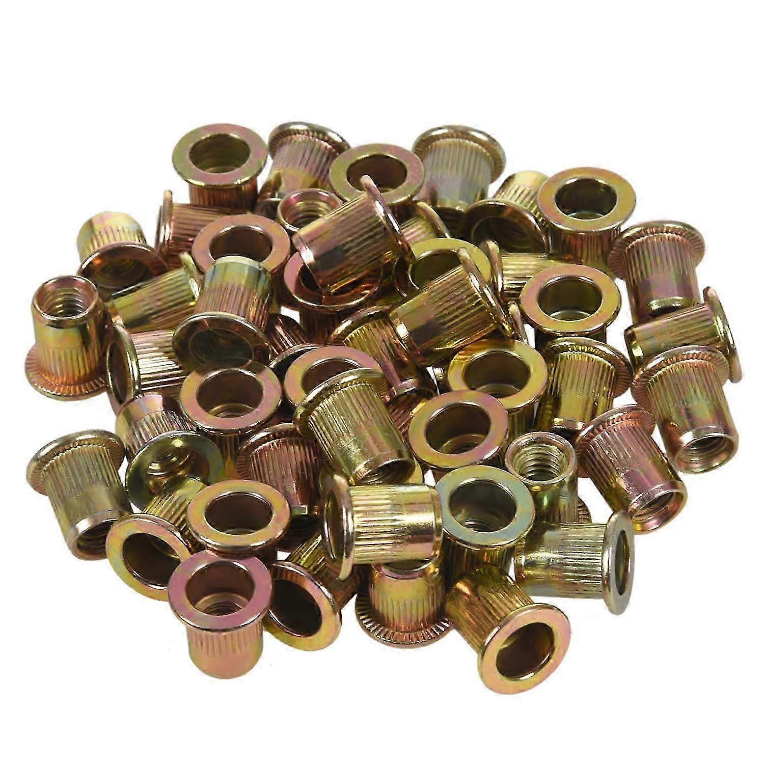 M6x12mm Flat Threaded Rivet Nut Insert Nutsert Fasteners 50 Pcs