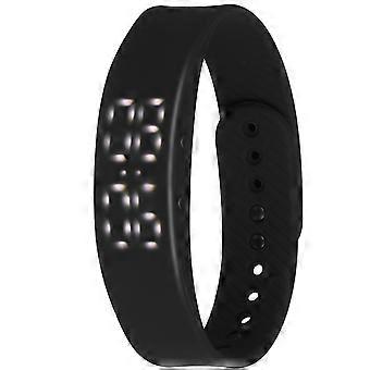 Intelligent LED Elektronisch Horloge Siliconen Smart Polsarmband Verstelbare Band Eenvoudige Smart Armband (Zwart)
