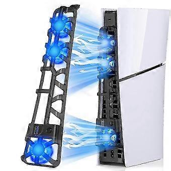 Enhanced Silent Cooling Fan for PS5 Slim with RGB LED Light, Adjustable Speed & Compatibility with PS5 Slim Disc & Digital Version D