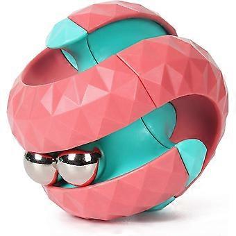 Rotierender Würfel Perle Orbit Ball Labyrinth Ball Fidget Hand Spinner Sensorisches Spielzeug - Pink