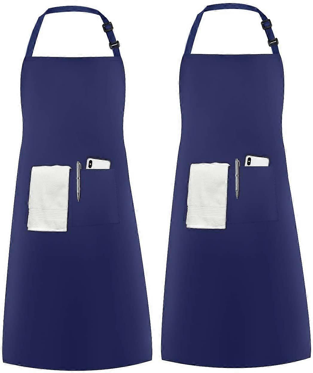 2Pcs Adjustable Apron with 2 Pockets Cooking Apron Kitchen Apron