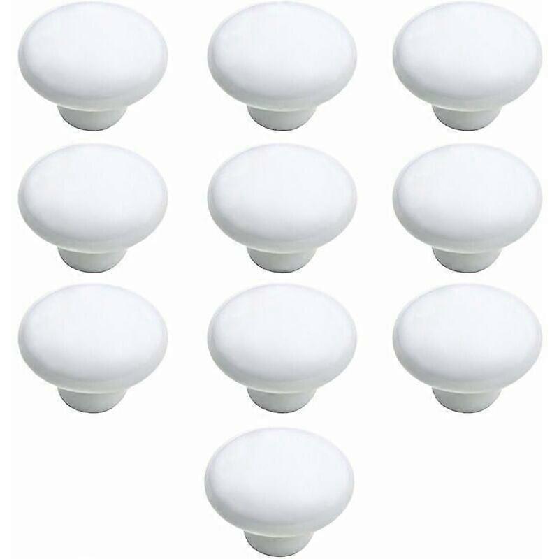 DWW-Door Button 10 PCS33mm Ceramic Kitchen Cabinet Drawer Door Handle Knobs White