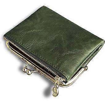 vert - Small Petit portefeuille pour femme en cuir avec fermeture clair et fermeture clair
