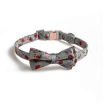 Pet Collar Floral Dog Collar Full Metal Rose Gold Buckle Bow Collar(green,1.5*24.5-35cm)