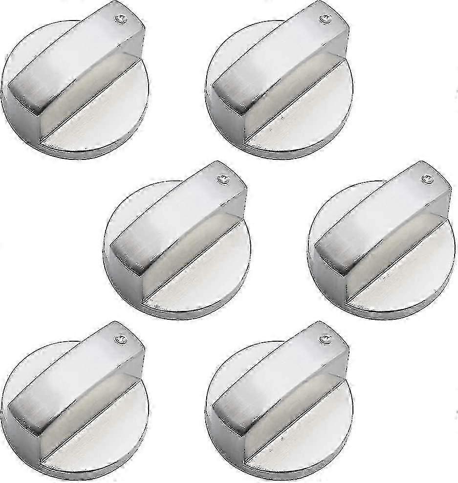 6 Pieces Gas Stove Control Knobs 6mm Universal Metal Knobs for Oven Hob Cooker