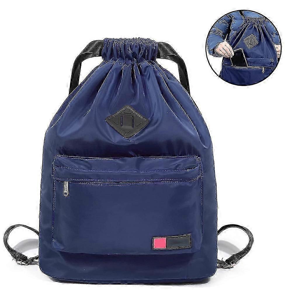 Drawstring Backpack With Shoe Pocket Water Resistant Nylon