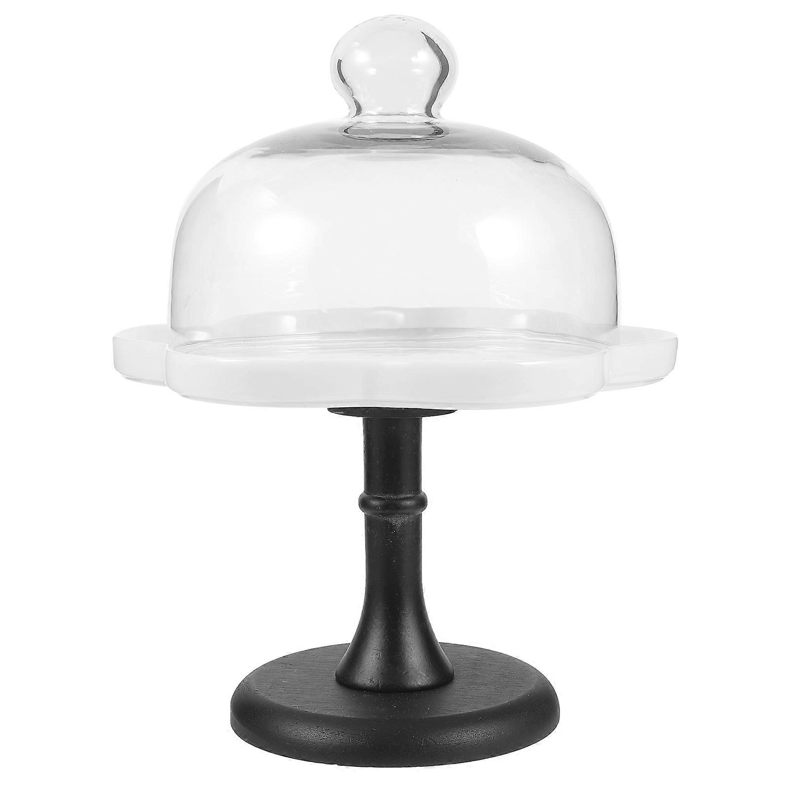Footed Ceramic Cake Stand with Dome for Display White