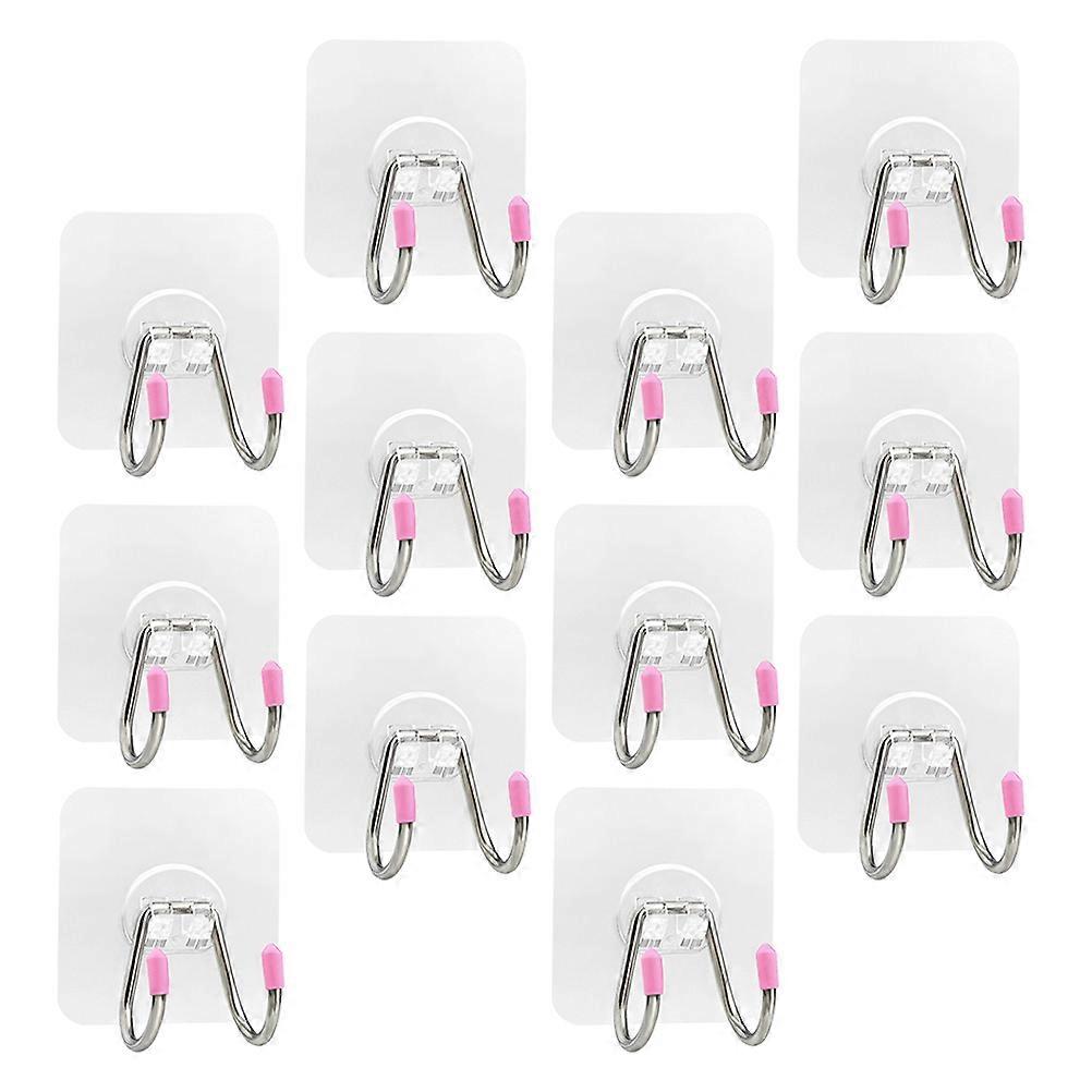 Dual Head Wall Hook Self Adhesive Wall Hooks for Storage Use 12Pcs